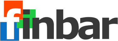 Finbar Logo has 3 blocks in green, blue and green